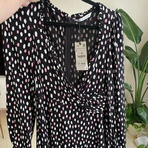 Brand new Zara pink and white mini polkadot dress from